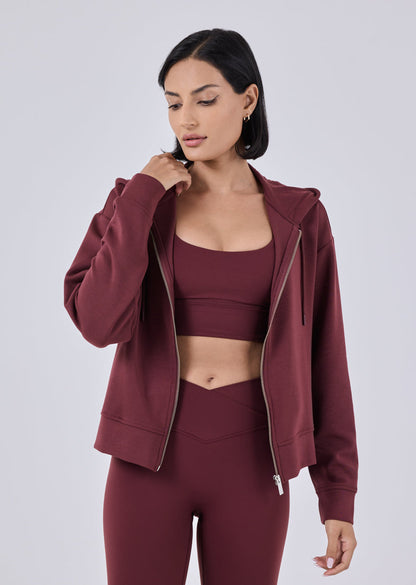 Women's Zip Up Hoodie Dark Burgundy