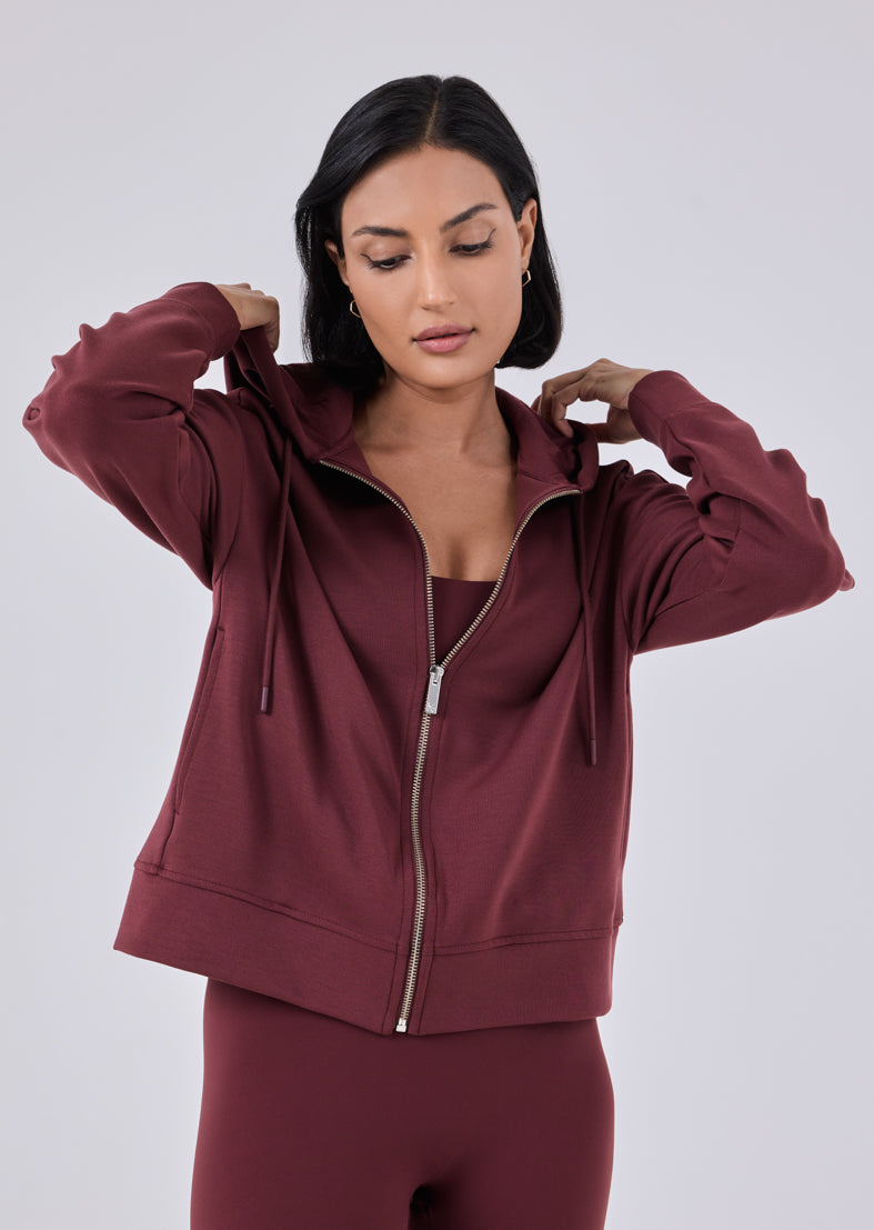 Women's Zip Up Hoodie Dark Burgundy