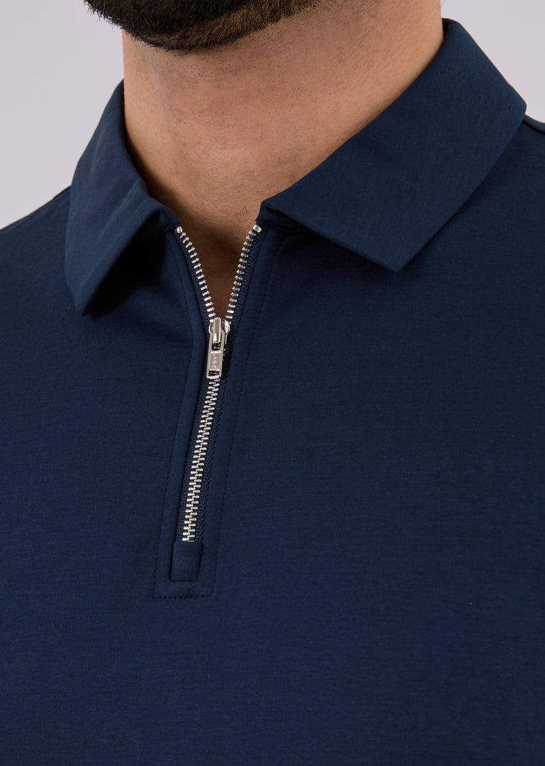 Men's Mercerised Half Zip Polo Dark navy