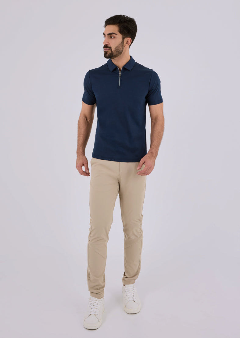 Men's Mercerised Half Zip Polo Dark navy