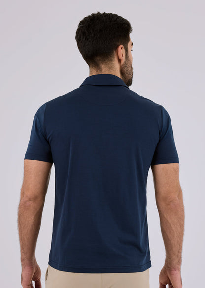 Men's Mercerised Half Zip Polo Dark navy
