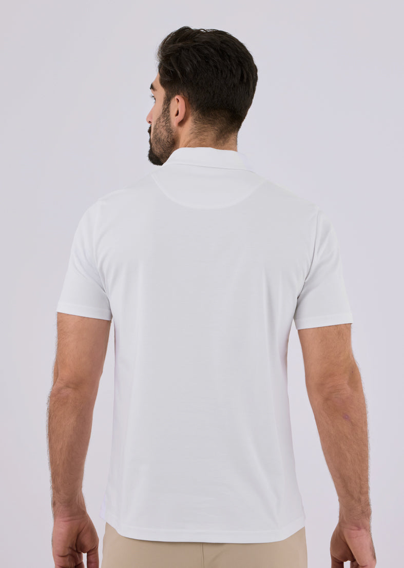 Men's Mercerised Half Zip Polo Ivory