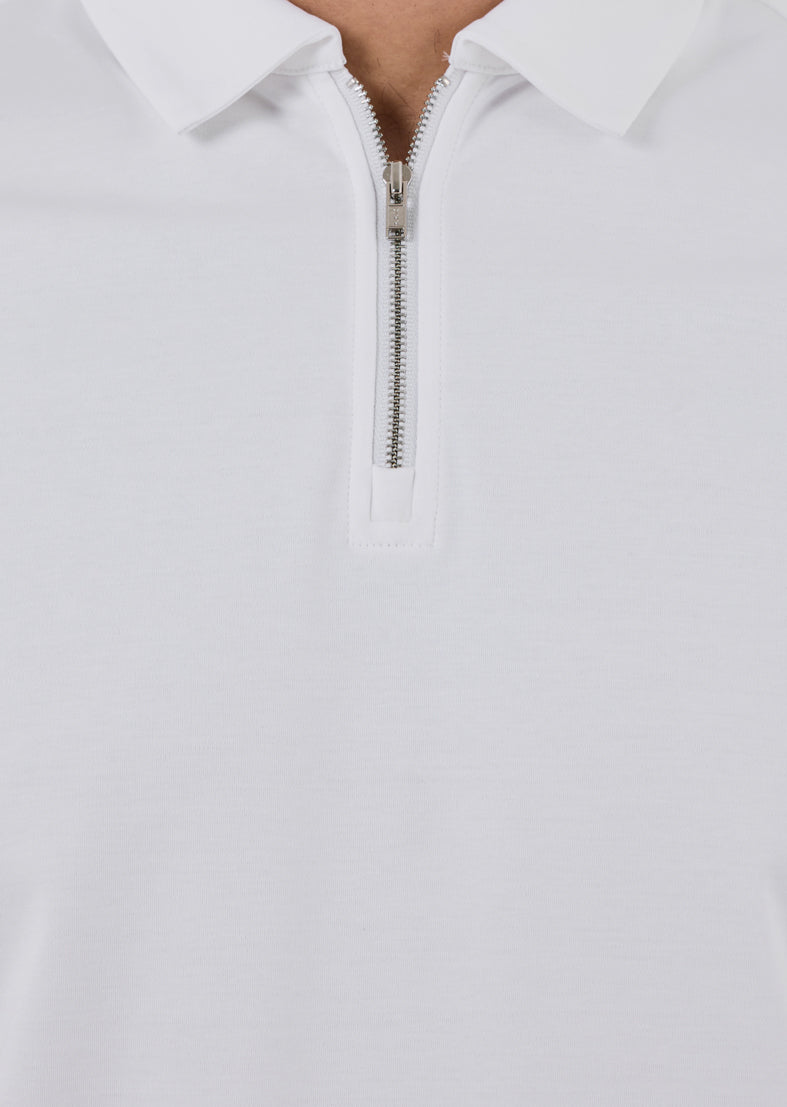Men's Mercerised Half Zip Polo Ivory