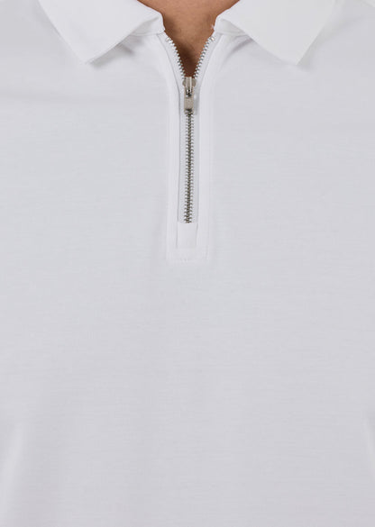 Men's Mercerised Half Zip Polo Ivory