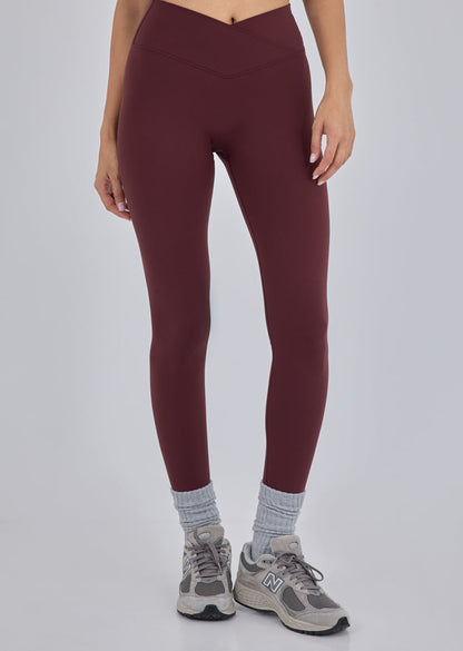 Women's Wrap Waist Legging Full Length Dark Burgundy
