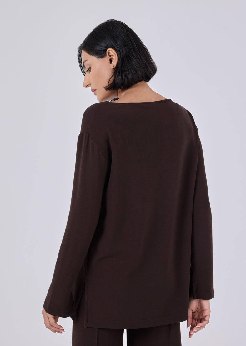 Women's Long Sleeve Top Dark Cocoa