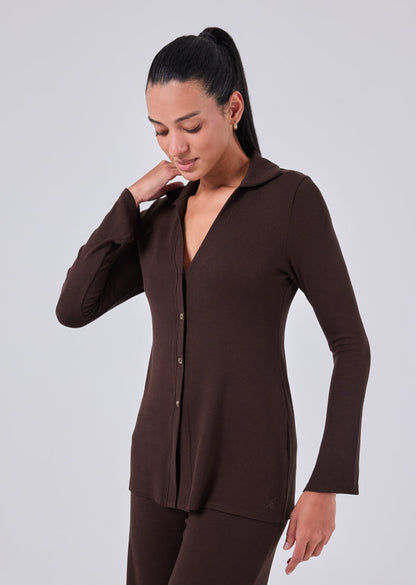 Women's Longline Cardigan Dark Cocoa
