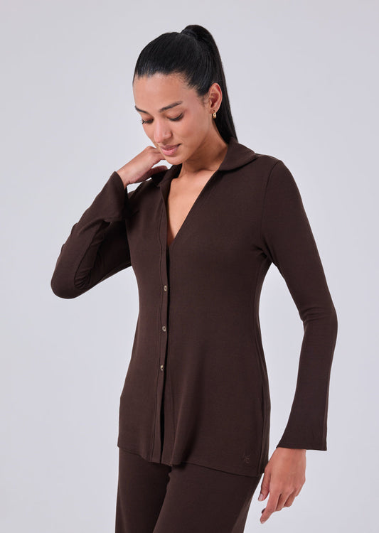 Women's Longline Cardigan Dark Cocoa