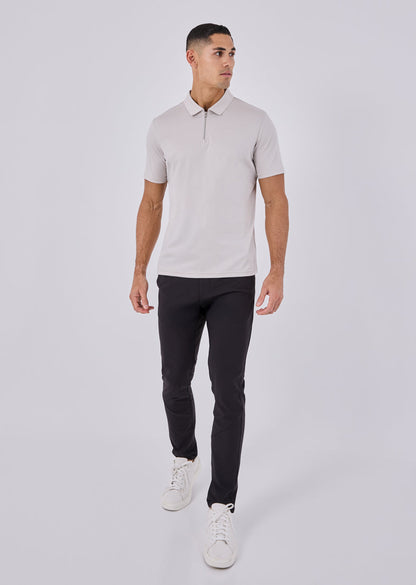 Men's Mercerised Half-Zip Polo Stone