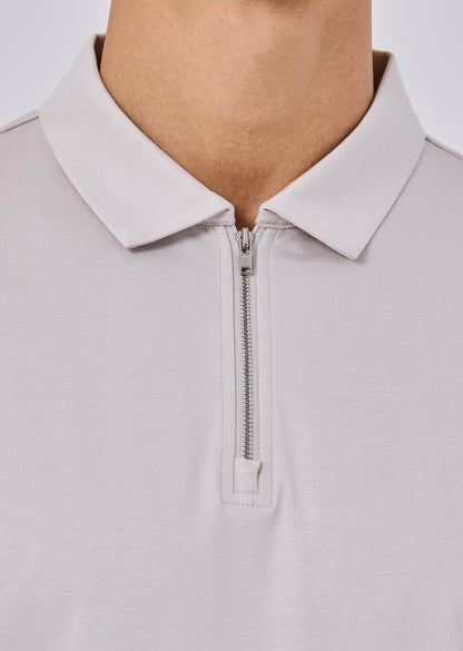Men's Mercerised Half-Zip Polo Stone
