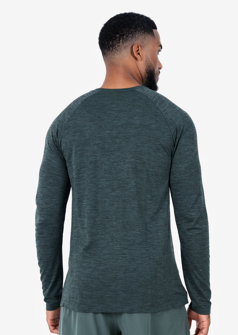 Men's Long-Sleeve Top Khaki Green Melange