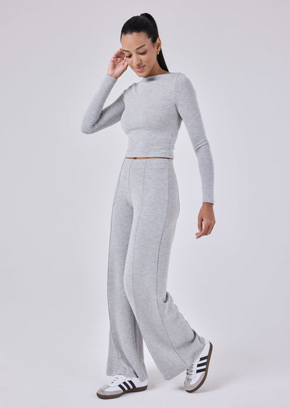Women's Wide Leg Pants Grey Marl