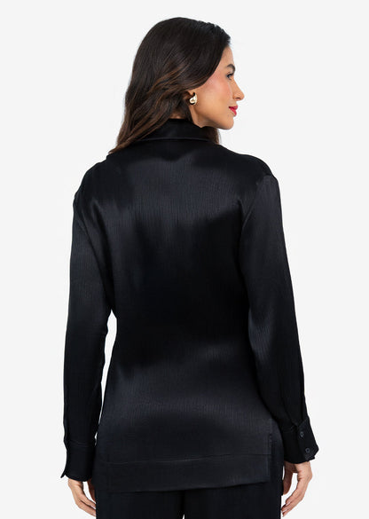 Women's Side Tie Jacket Black Shiny