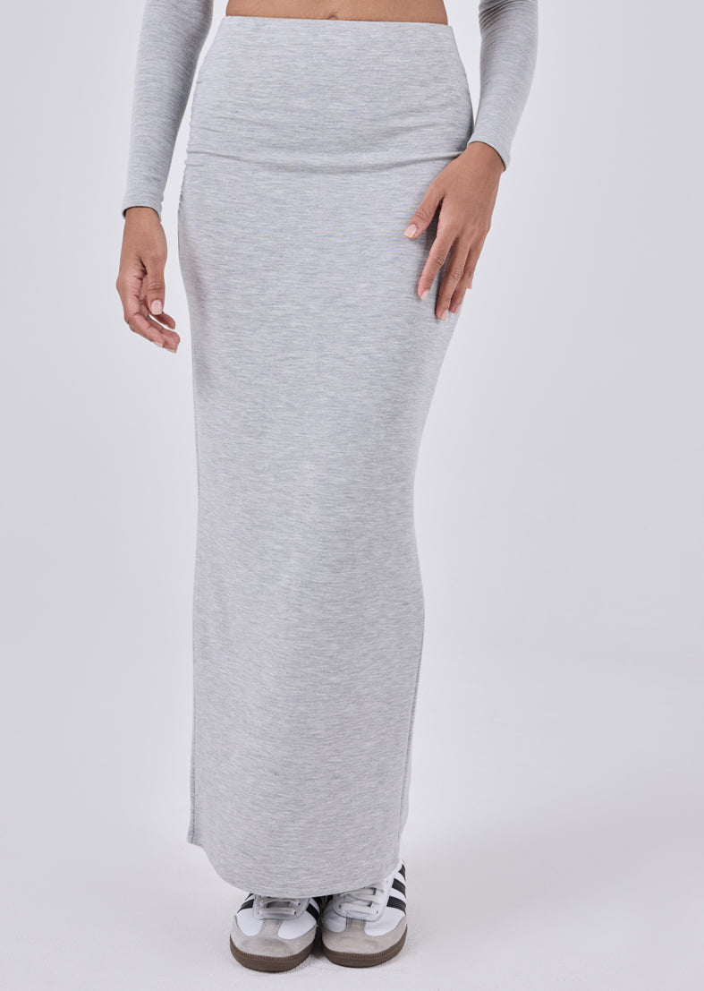 Women's Ruched Maxi Skirt Grey Marl
