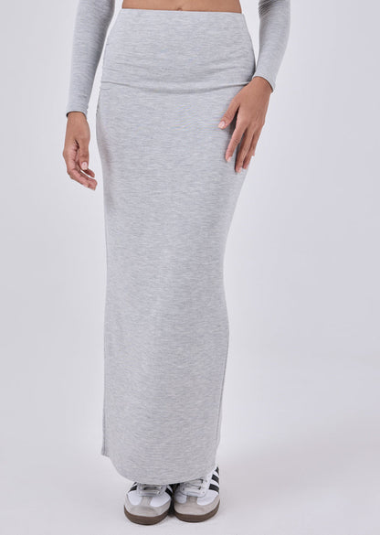 Women's Ruched Maxi Skirt Grey Marl