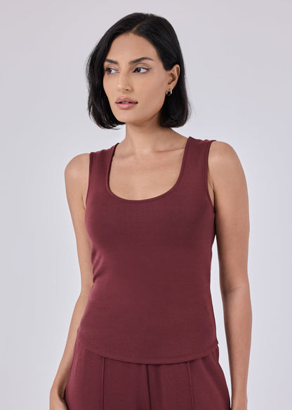 Women's Scoop Neck Tank Dark Burgundy