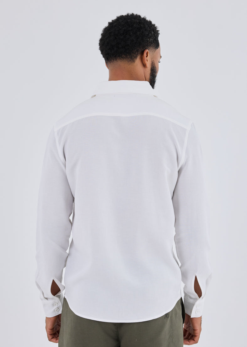 Men Linen Shirt Long Sleeve Ivory