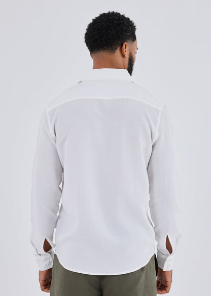 Men Linen Shirt Long Sleeve Ivory