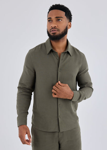Men's Shirt Long Sleeve Khaki Green