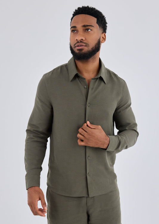 Men's Shirt Long Sleeve Khaki Green