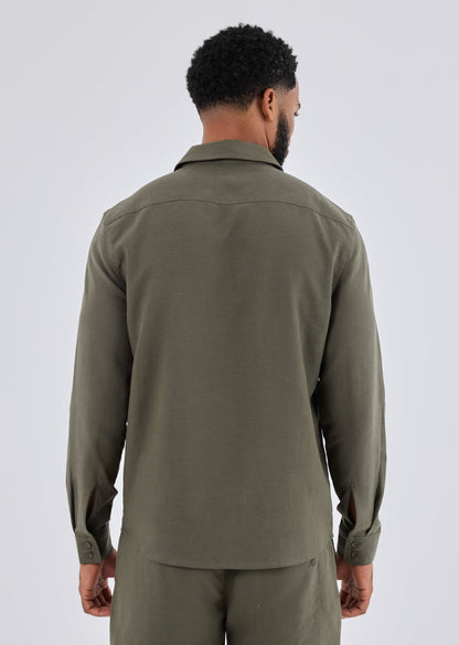 Men's Shirt Long Sleeve Khaki Green