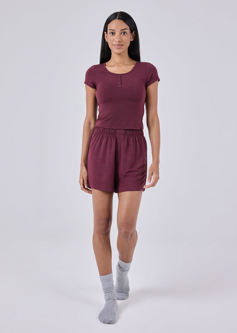 Women's Short Dark Burgundy