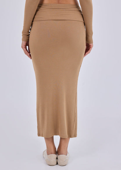 Women's Fold Waist Skirt Camel