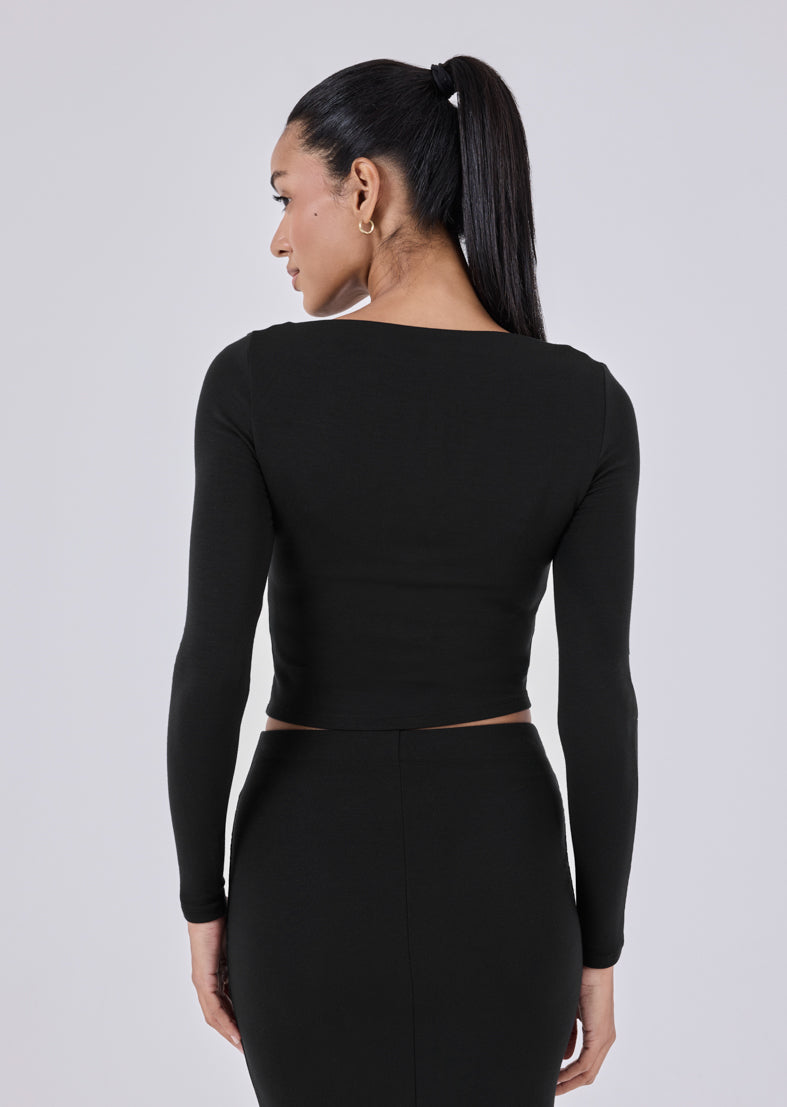 Women's Slash Neck Top Black