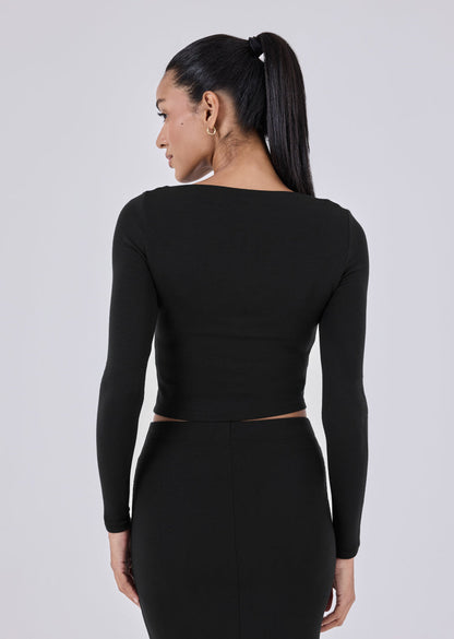 Women's Slash Neck Top Black