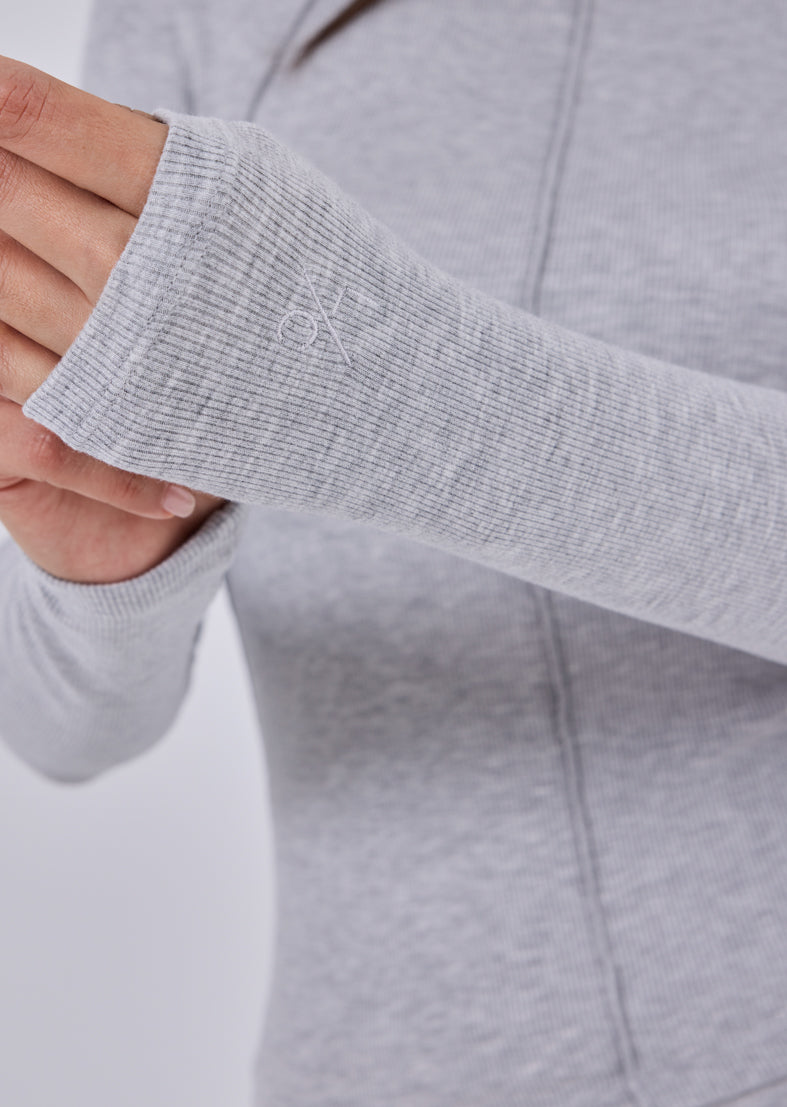 Women's Slash Neck Top Grey Marl