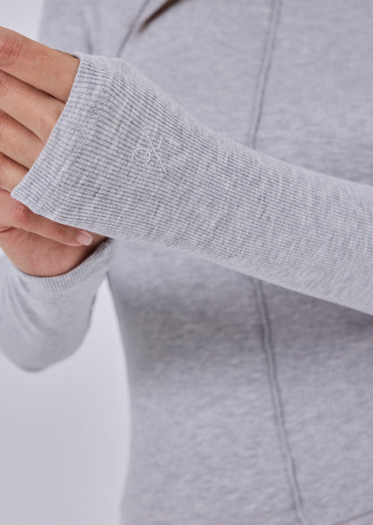 Women's Slash Neck Top Grey Marl