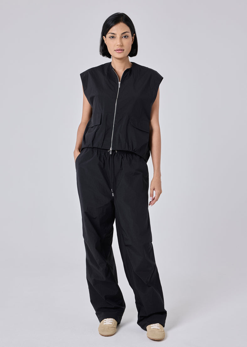 Women's Sleeveless Bomber Jacket Black