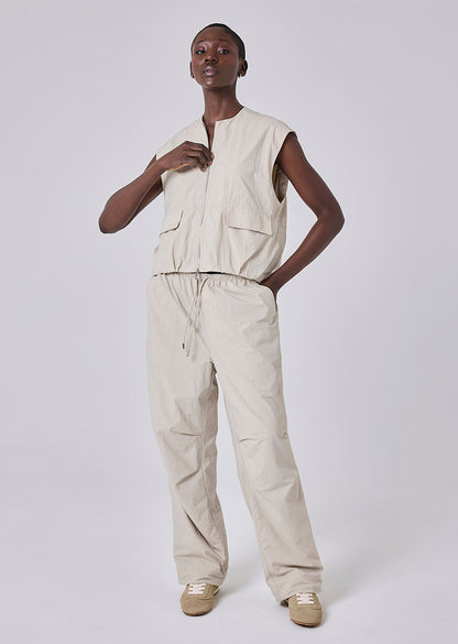 Women's Sleeveless Bomber Jacket Stone