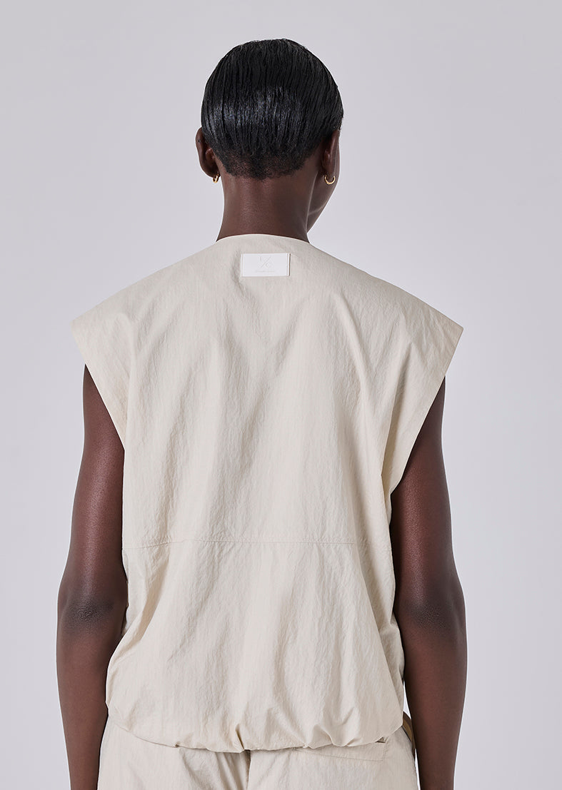 Women's Sleeveless Bomber Jacket Stone