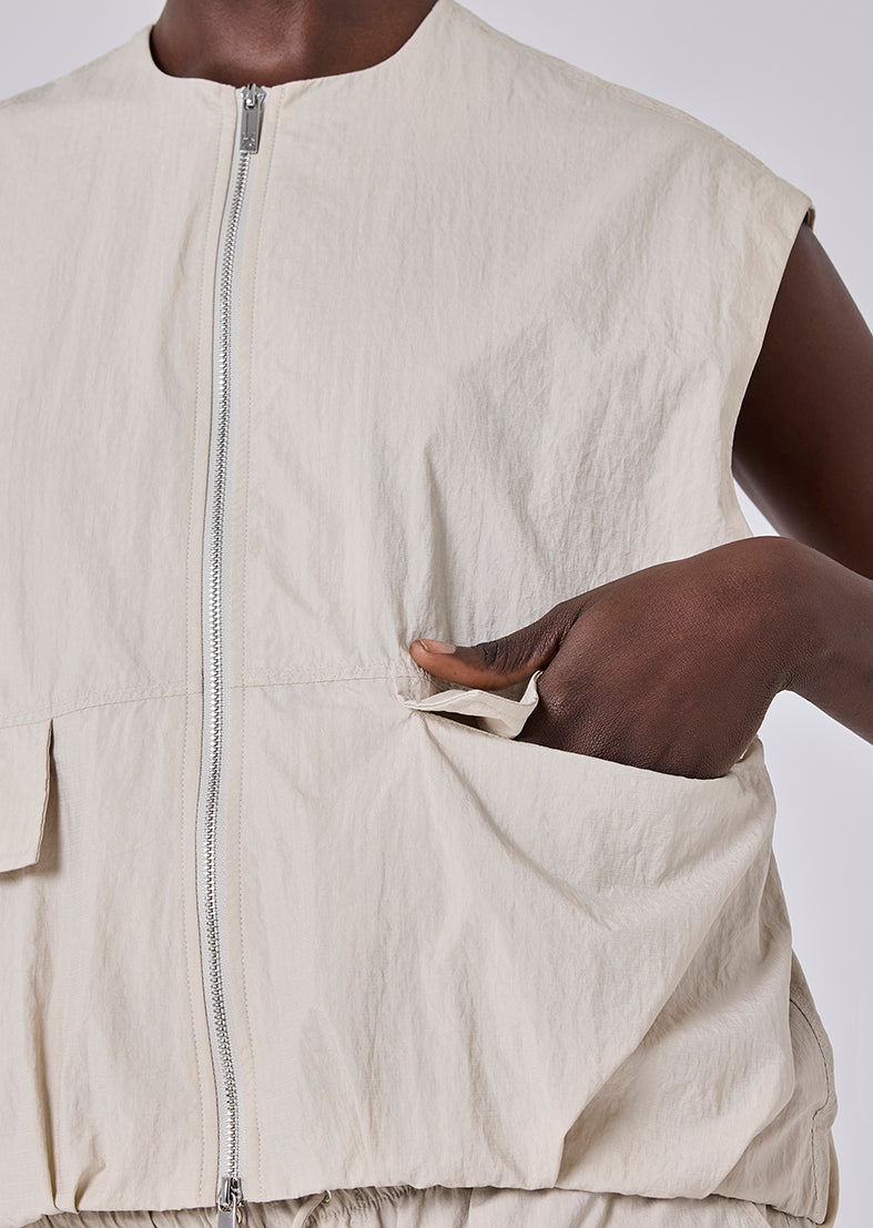 Women's Sleeveless Bomber Jacket Stone