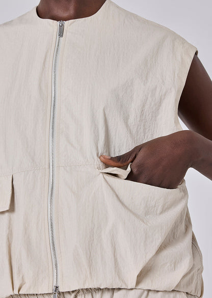 Women's Sleeveless Bomber Jacket Stone