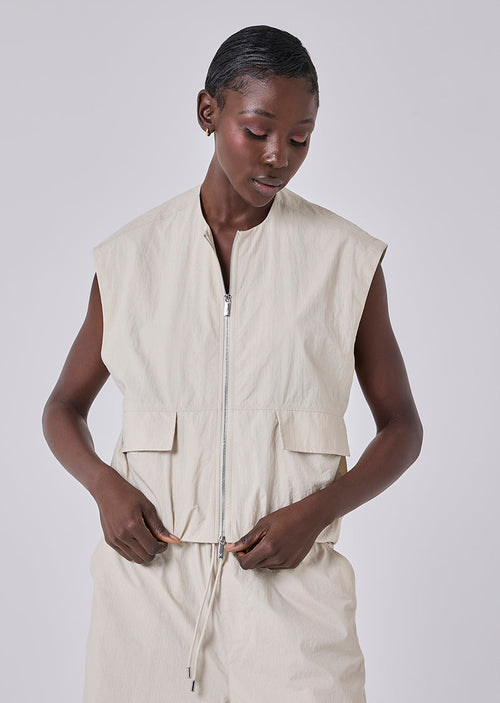 Women's Sleeveless Bomber Jacket Stone