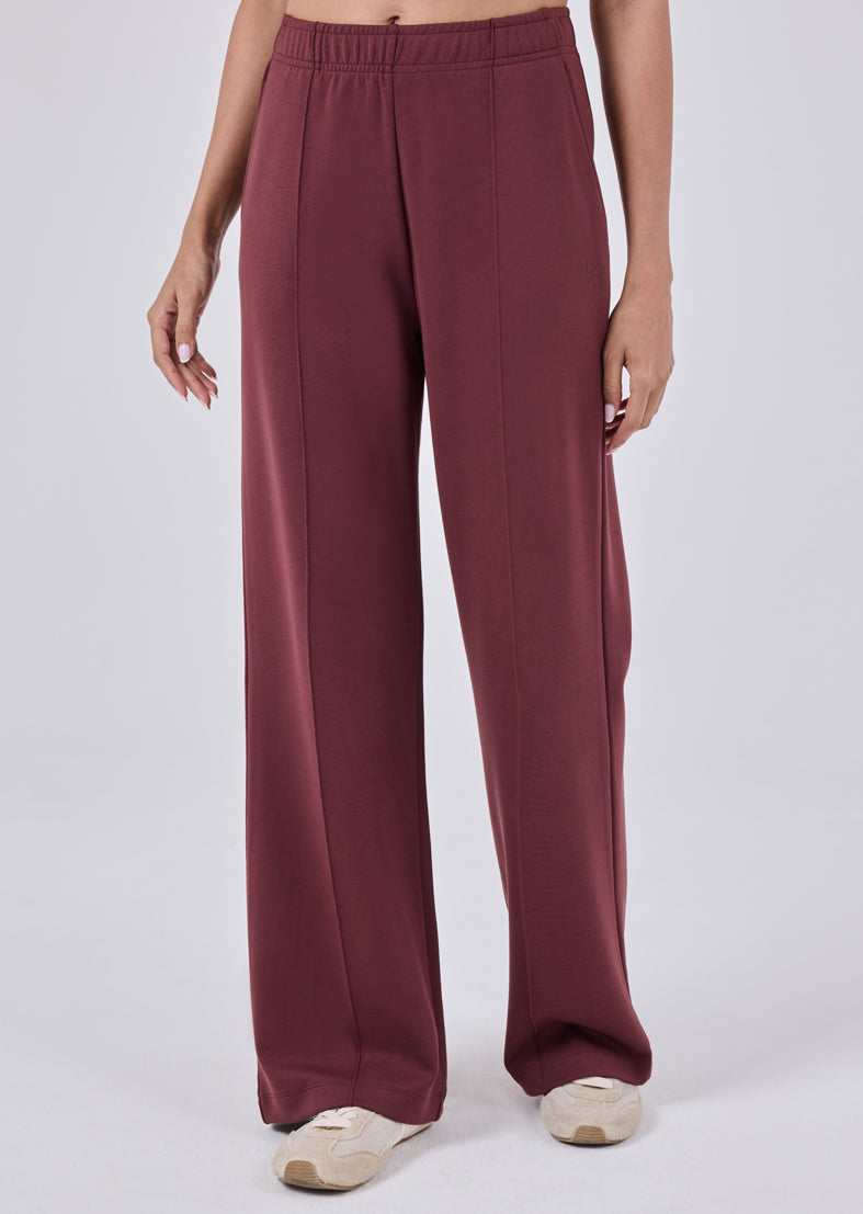 Women's Straight Leg Pant Short Length Dark Burgundy