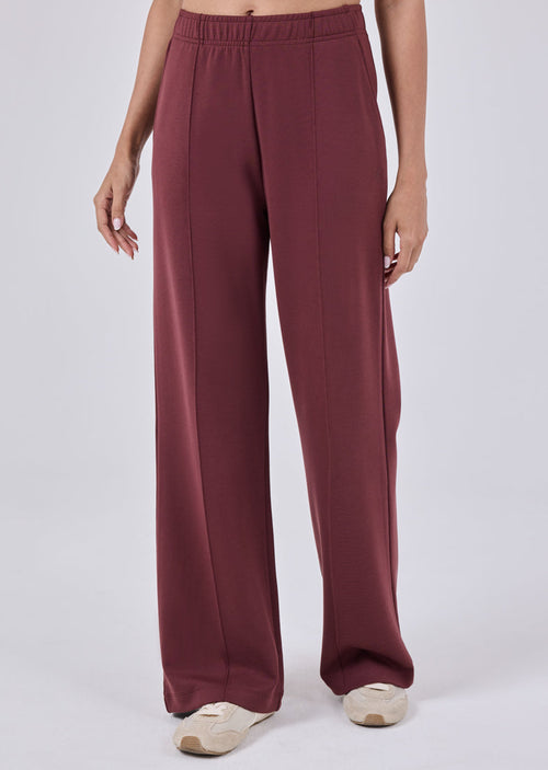 Women's Straight Leg Pant Short Length Dark Burgundy