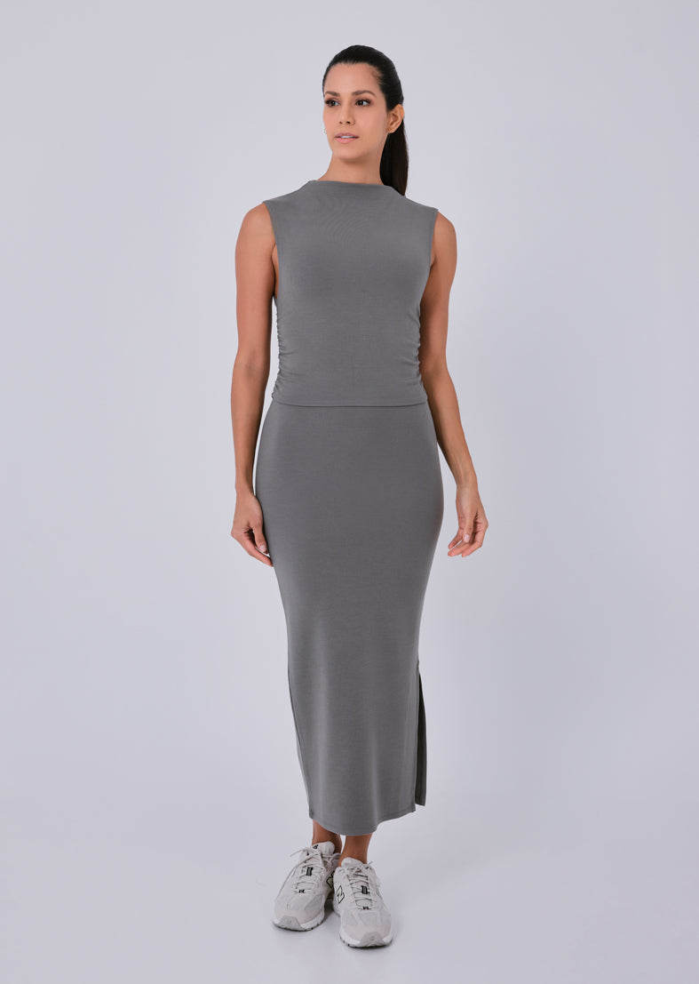 Women's Ruched Top Pebble Grey