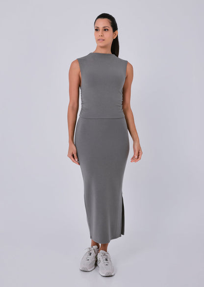 Women's Ruched Top Pebble Grey