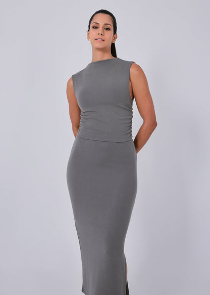 Women's Ruched Top Pebble Grey