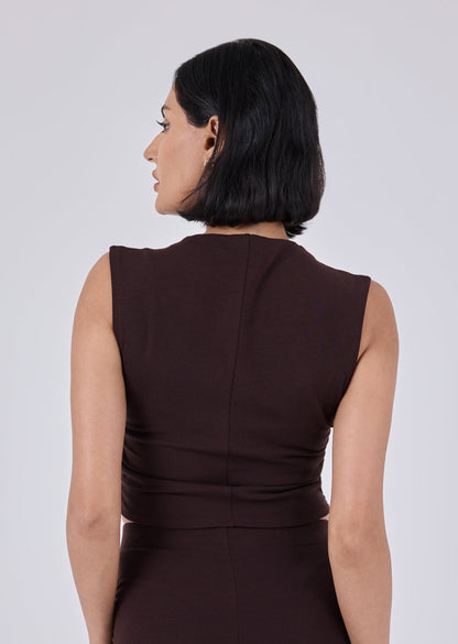 Women's Ruched Top Dark Cocoa