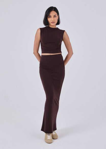 Women's Ruched Top Dark Cocoa