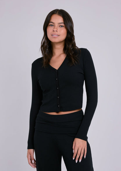 Women's V-Neck Cardigan Black
