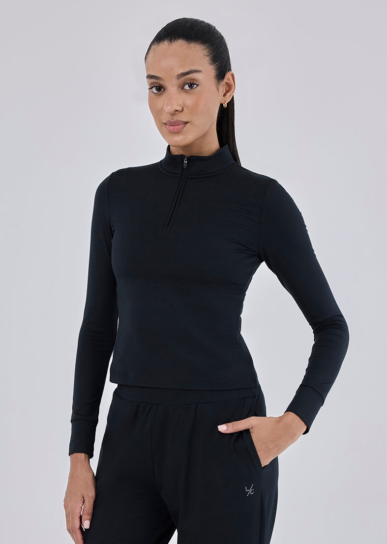 Women's Half Zip Black