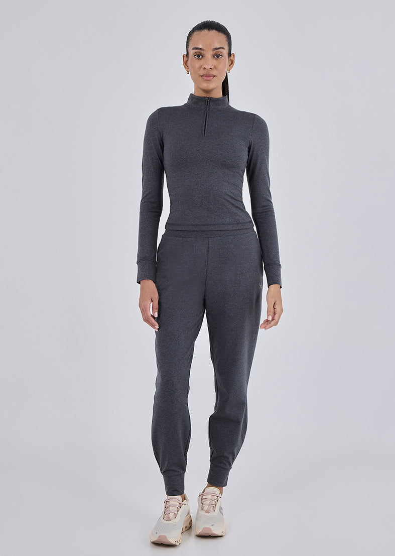 Women's Half Zip Charcoal Marl