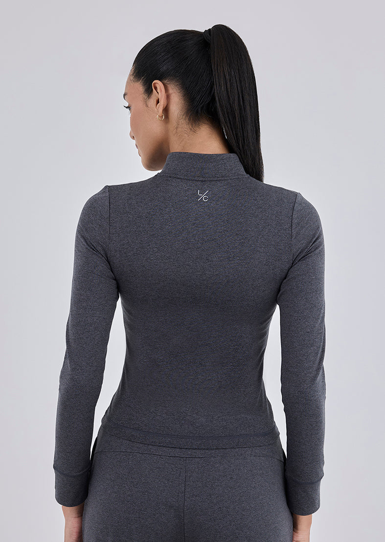 Women's Half Zip Charcoal Marl