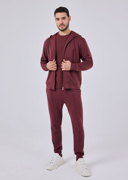 Men's Zip Up Hoodie Dark Burgundy